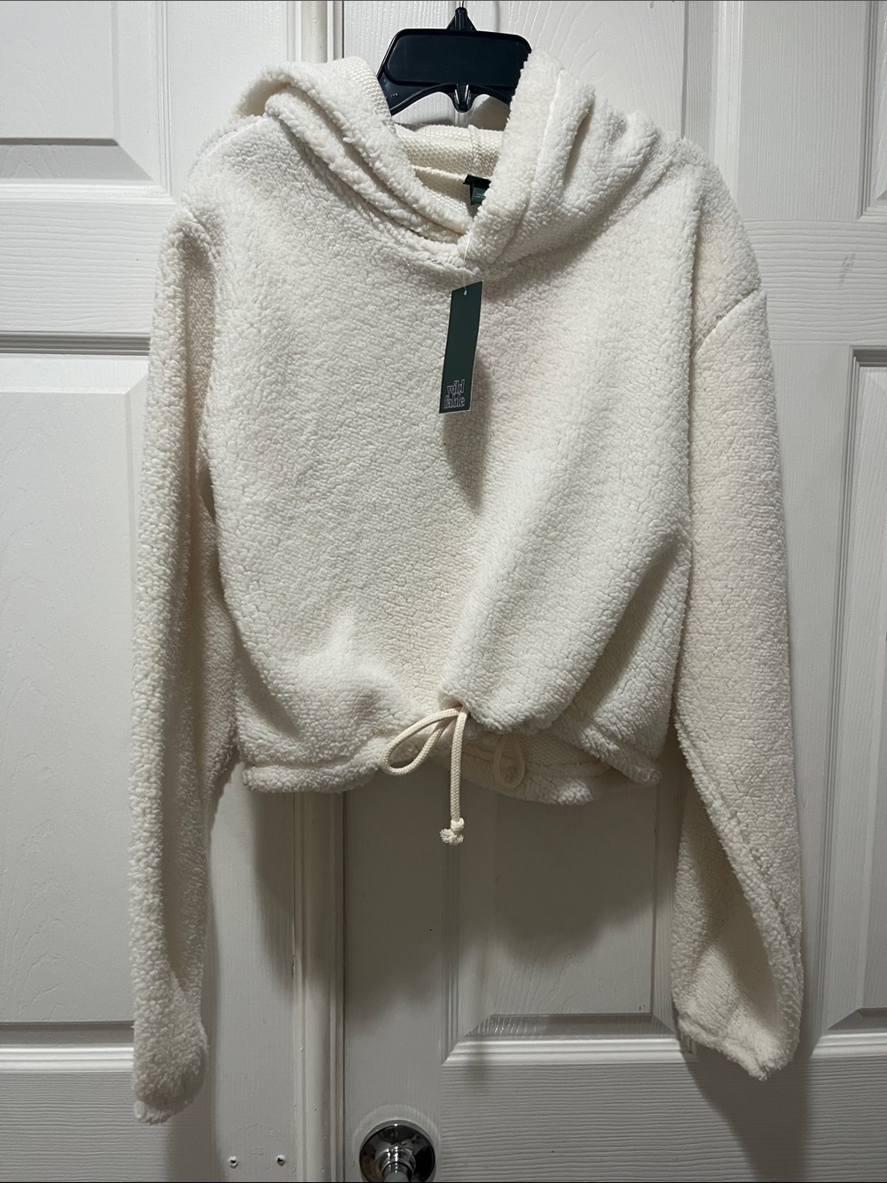 Wild fable cozy faux fur crop hoodie